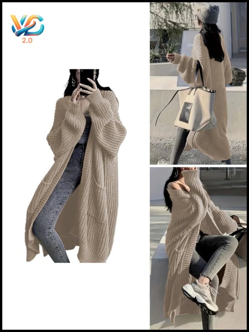 Women's Plus Size Oversized Long Cardigan Sweaters Chunky Knit Open Front